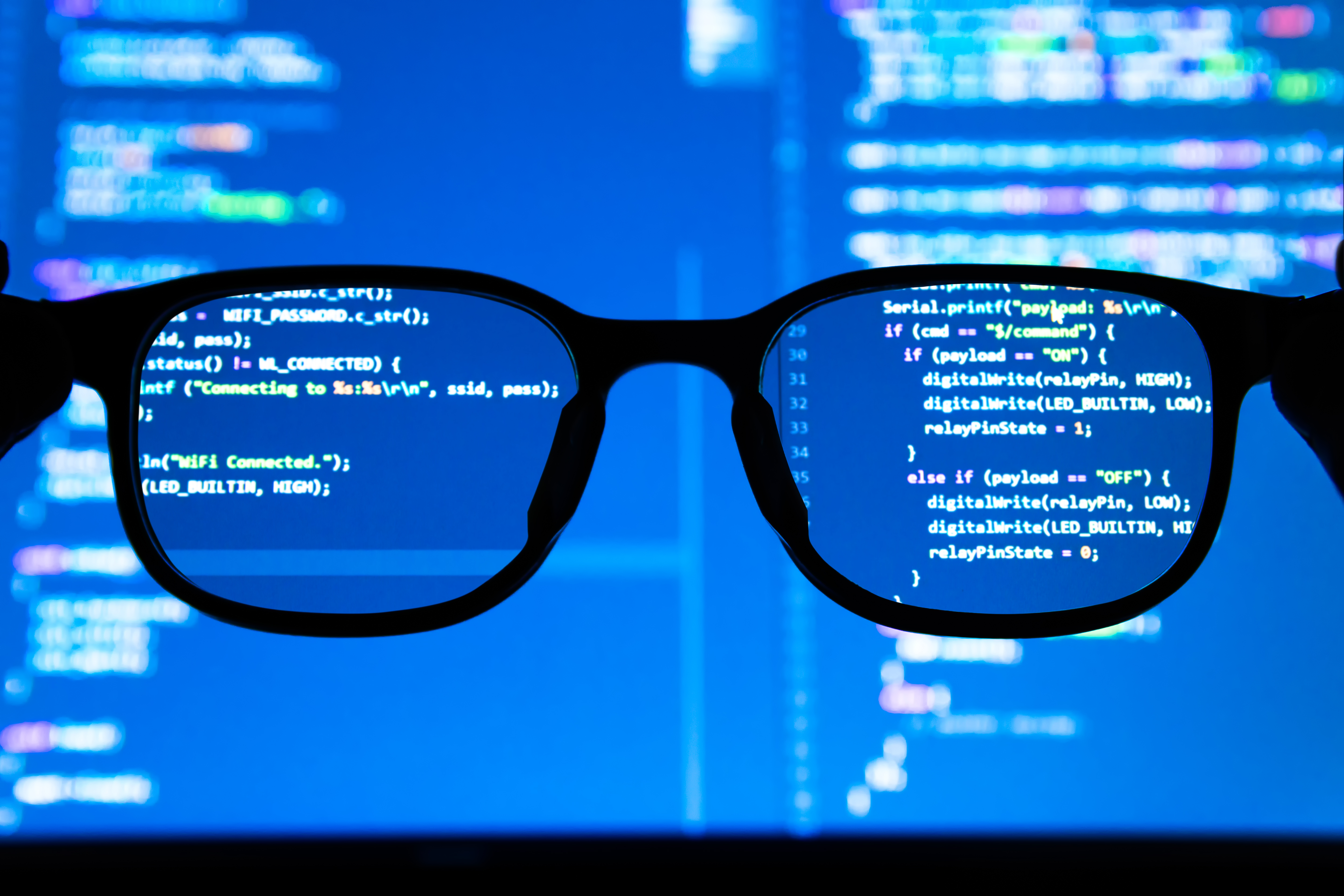 looking at data on the screen