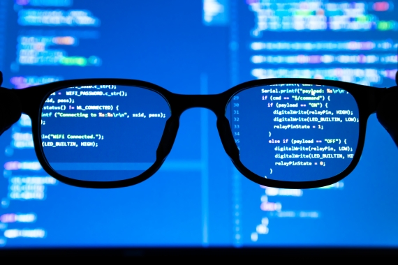 looking at data on the screen